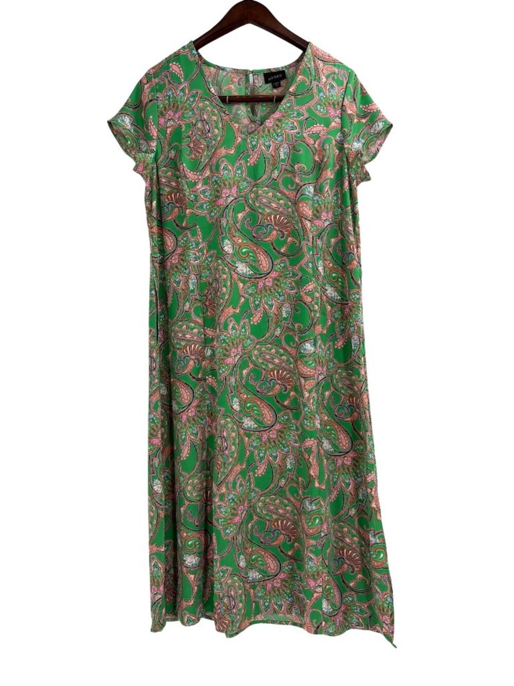 NWT J. Jill Wearever Paisley Green Dress Womens Medium Petite Lagenlook Garden